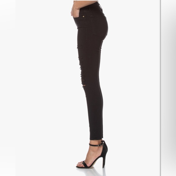 FRAME “Le Skinny de Jeanne” Ripped Black Jeans - size 24 - Picture 6 of 11